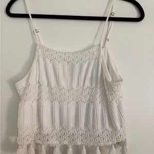 Show Me Your Mumu White Crochet Tassel Top